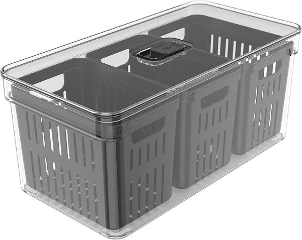 ORGANIZADOR CLEAR FRESH 5L COM 3 CESTOS PRETO FECHADO BLK