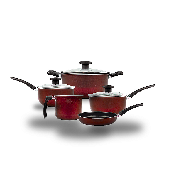 Conjunto Caçarola + Panelas com cabo + frigideira + caneco + Brinde Surpresa (Vinho e Preto).