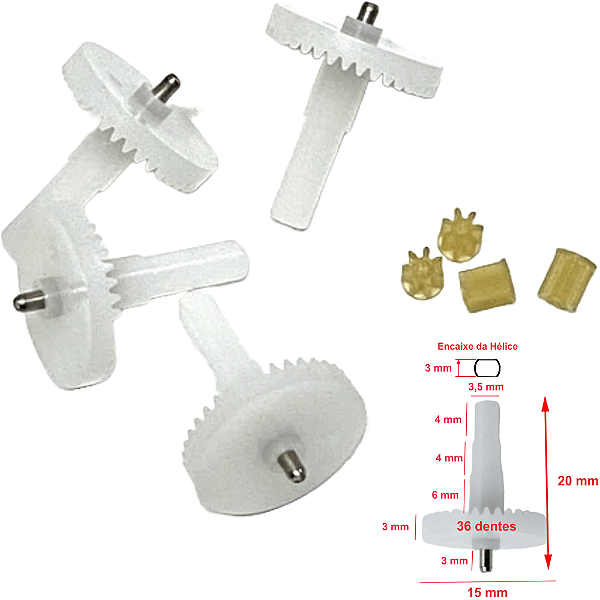 4 Pinhão 7 Dentes para Motor 4 Engrenagem Grande p/ Drone Eachine E88 E99 K3 K6 K9 K10 E525 Z908 Kf610 P5 P8 S89 - Sky Spirit - M8