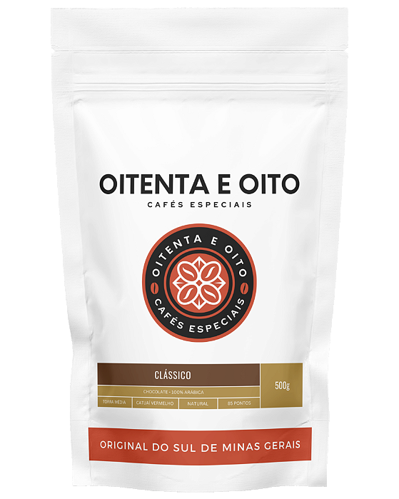 Café Especial Oitenta e Oito Clássico 500g - Em Grãos ou Moído