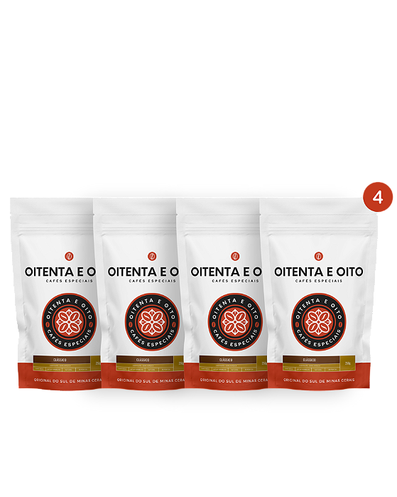 Combo 4 Cafés Clássico 250g - Em Grãos ou Moído