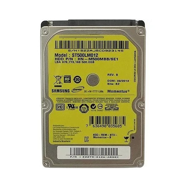 HD de Notebook 500 GB Samsung ST500LM012 5400 RPM Cache 8 Mb - Mtec Store