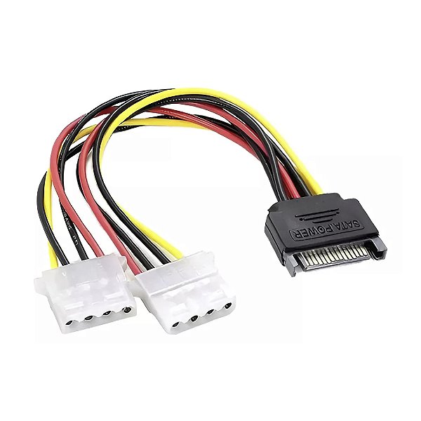 Cabo Y Adaptador SATA 2× Molex IDE 4 pinos – 20 cm