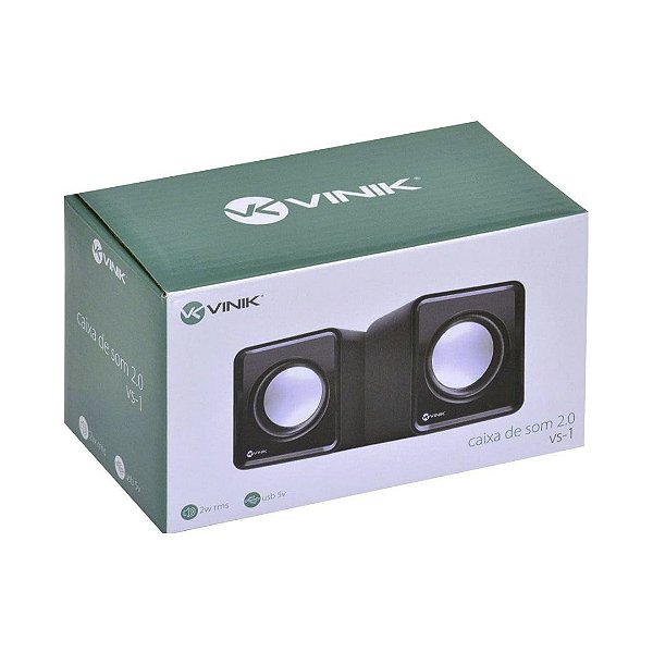 Caixa De Som Para Pc 2.0 Vs-1 Vinik 2w Rms Usb 5v Cor Preto