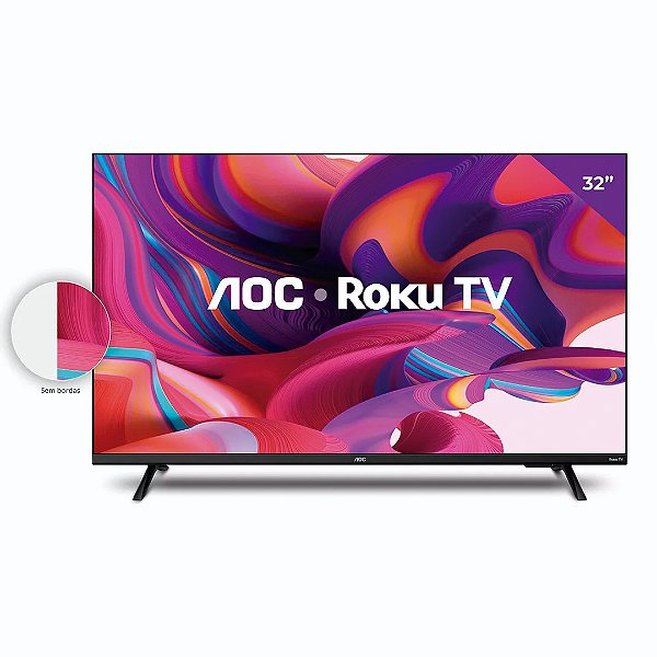 Smart Tv 32 polegadas Hd Roku Tv Preta Aoc 32s5135/78g