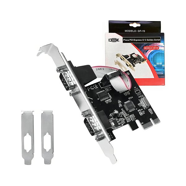 Placa PCI Express Low Profile 2 Portas Seriais RS-232 DEX DP-19