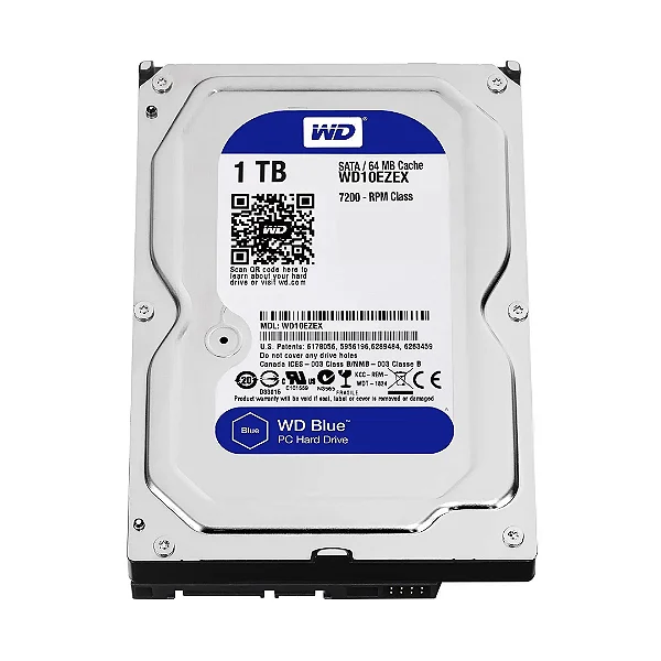 HD 1TB WD Blue WD10EZEX SATA III 7200RPM 64MB 3.5" Alta Performance