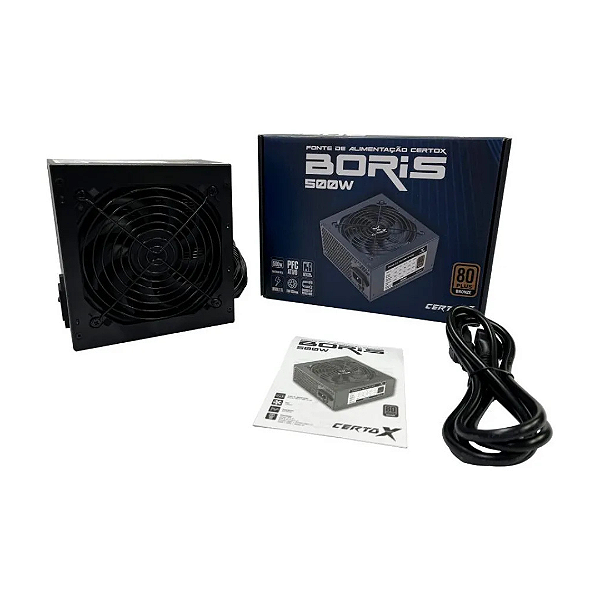 Fonte ATX 500W CertoX Boris 80 Plus Bronze PFC Ativo Com Cabo CEXAO001