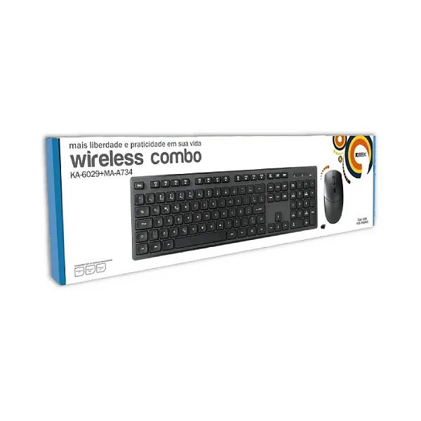Kit Teclado + Mouse Sem Fio KMEX KA6029 MAA734 2400 DPI USB 2.4GHz Ideal PC Notebook Escritório