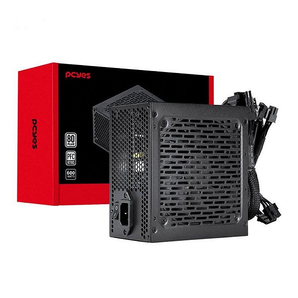 Fonte Gamer 600W PCYes Shocker 80 Plus White PF600SHW Bivolt