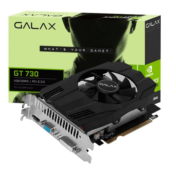 Placa de Vídeo Galax GeForce GT 730 4GB DDR3 HDMI DVI VGA