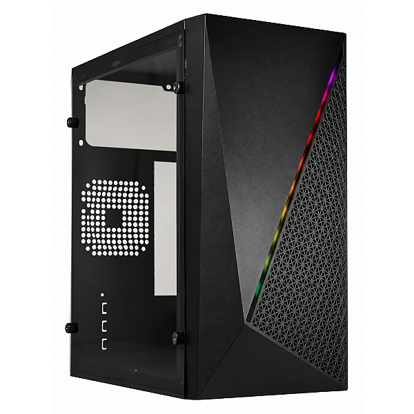 Gabinete Kmex Gamer Micro CG15NX Preto Sem Fonte Painel Com Fita Led