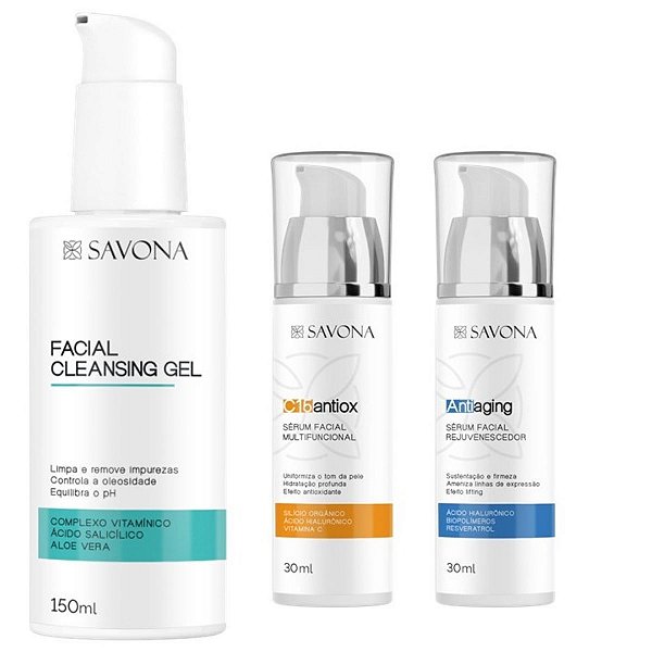 KIT REJUVENESCEDOR - Gel de Limpeza Facial + Sérum Multifuncional + Sérum Rejuvenescedor