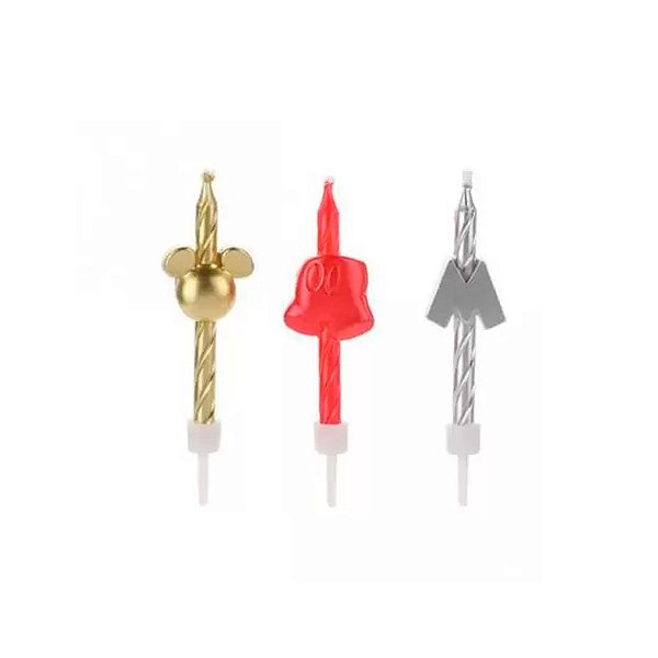 Vela Palito Mouse Metalizada Disney Silver Festas