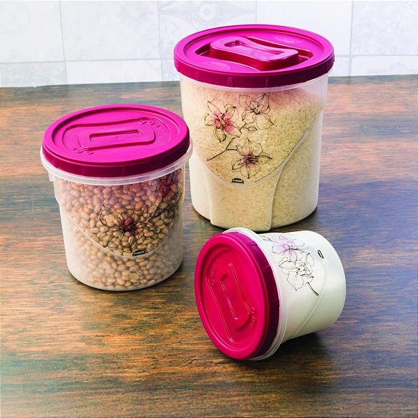 Conjunto 3 Potes Porta Mantimento de Rosca