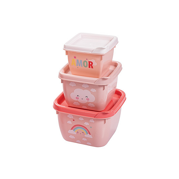Conjunto 3 Potinhos Conect Infantil Menina