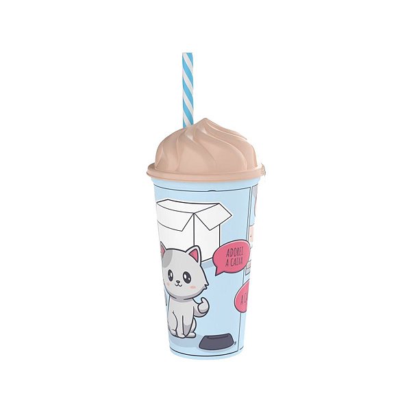 Copo Sundae Com Canudo Cute 500 ml