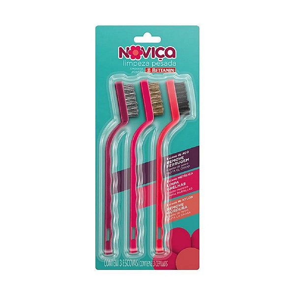 Conjunto 3 Escovas Limpeza Pesada Noviça