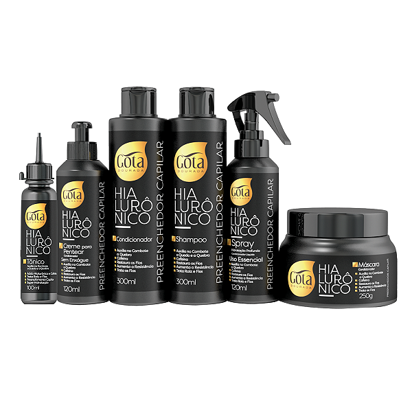 Shampoo Condicionador Creme Máscara Tônico Hialurônico Gota Dourada