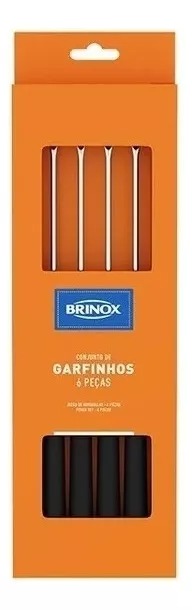 Conjunto 6 Garfos Inox Preto P/ Fondue Petisco Brinox Carne
