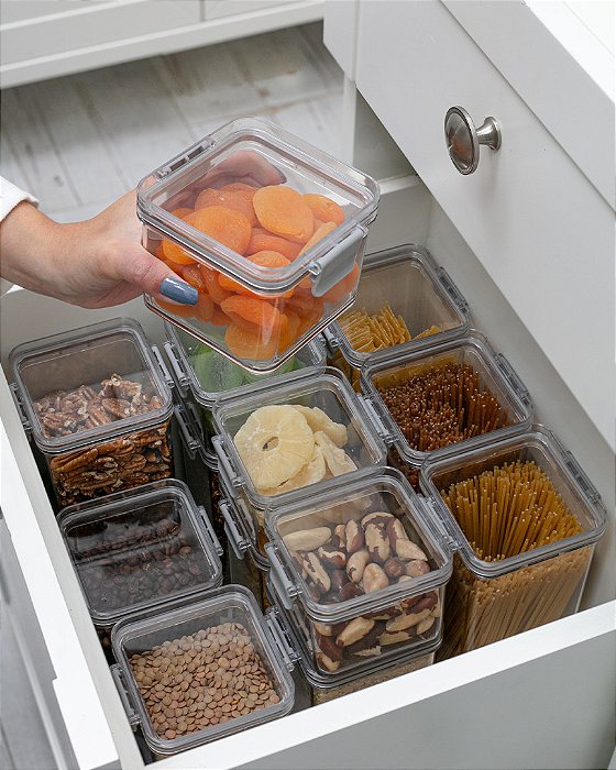 Pote Porta Mantimento com Trava Tampa Transparente Lock Coza