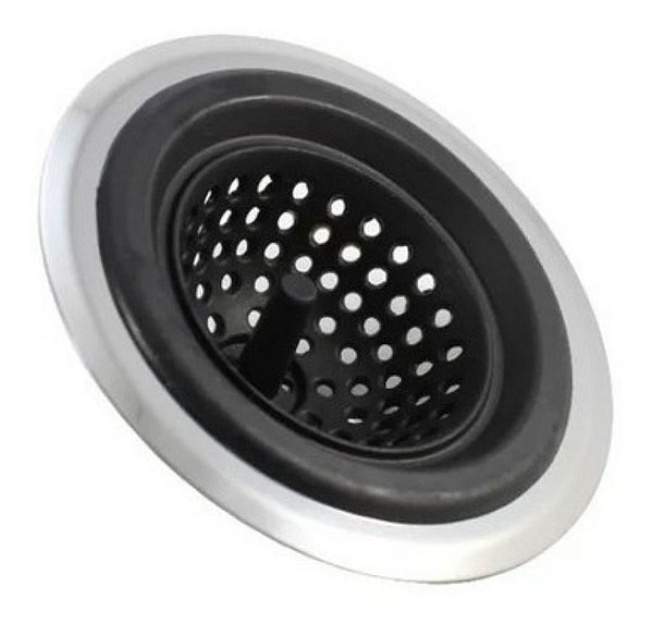 Ralo De Pia De Silicone Com Pino E Cesto Preto Mozcada Oikos