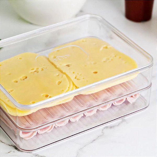 Porta Frios Clear Duplo Natural Presunto Queijo Ou