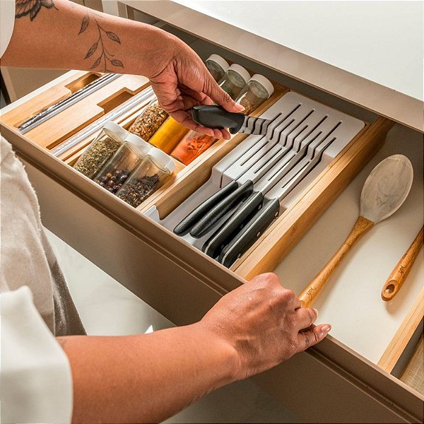 Kit 3 Organizadores de Gaveta Facas Talheres Temperos Keep