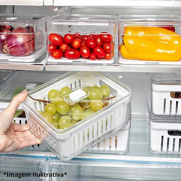 Kit 4 Organizadores De Geladeira Verduras Legumes 2,2L e 5L
