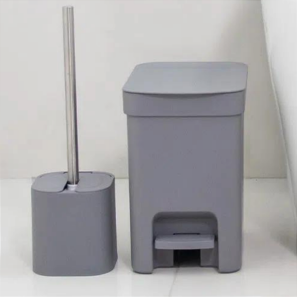 Kit de Banheiro Lixeira de Pedal 6 Litros e Escova Sanitária Dual Ou