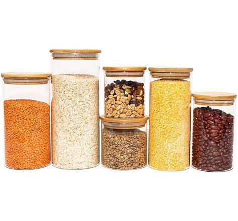 Pote Hermético De Vidro Com Tampa De Bambu Oikos