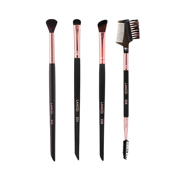 Kit Pincel De Maquiagem Sombra Cílios Sombrancelha 4pçs
