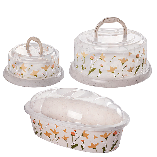 Kit Boleira Queijeira Porta Pão C/ Tampa Cozinha 3 Pçs