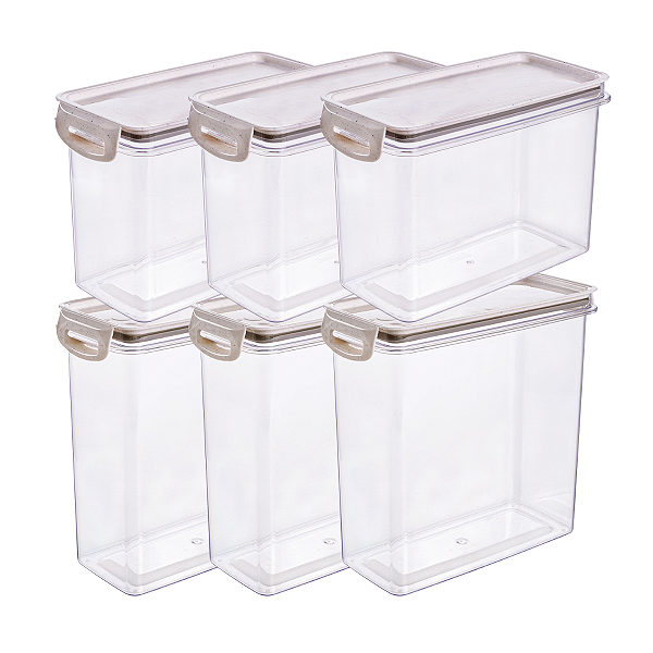 Kit 6 Potes Herméticos Porta Mantimento Empilhavel 3L E 1,9L