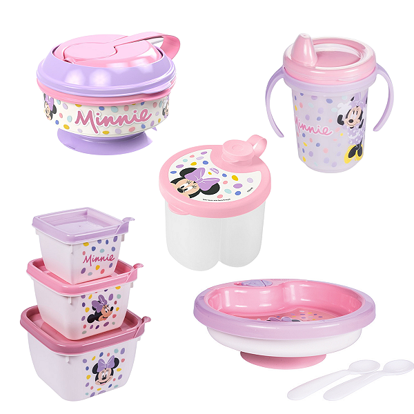 Kit Introdução Alimentar Bebê Mickey Minnie 5 peças