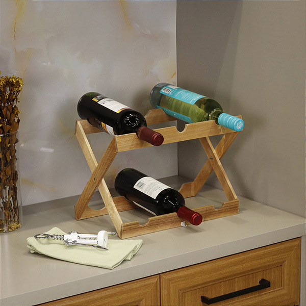 Adega De Mesa Suporte Garrafa De Vinho 6 Cavidades Acácia