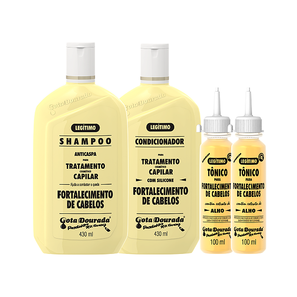 Kit Shampoo Condicionador E 2 Tônicos Fortalecimento Alho