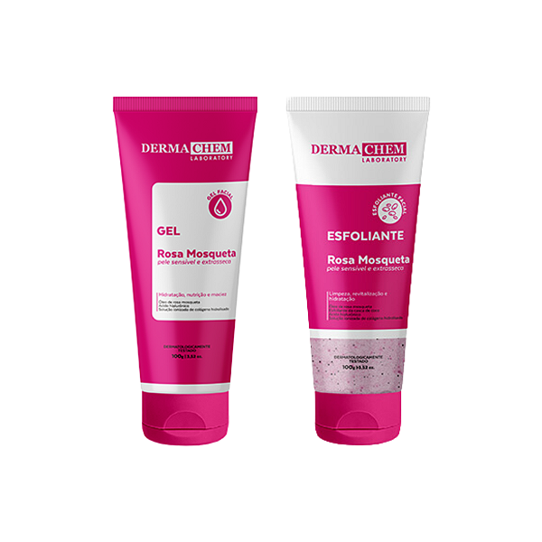 Kit Skincare Rosa Mosqueta Pele Seca Gel Esfoliante Facial