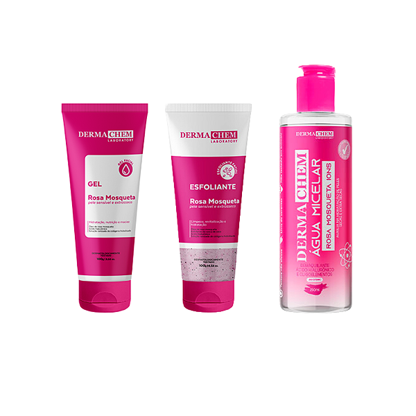 Kit Cuidado Facial Peles Secas Rosa Mosqueta Skincare 3pçs