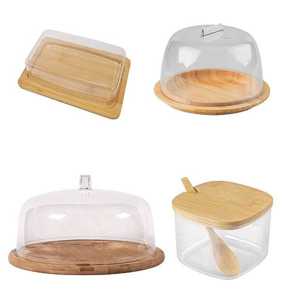 Kit 4 Pçs Porta Queijo Mantegueira Boleira Açucareiro Sense