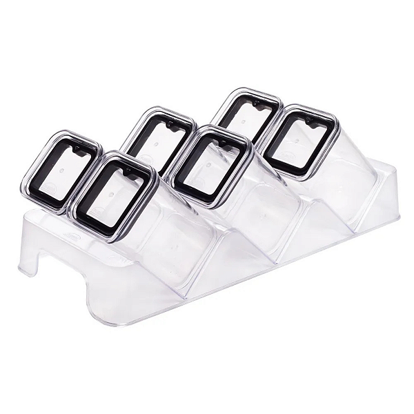 PORTA TEMPEROS HERMÉTICO C/ BASE CRISTAL 7 PEÇAS