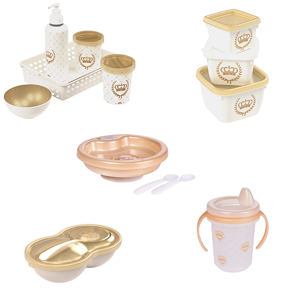 Kit Introdução Alimentar e Higiene Infantil 5 Peças Coroa