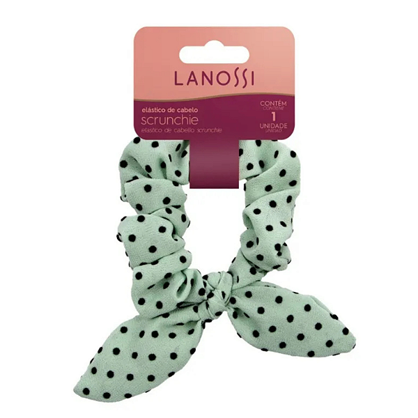Elástico de Cabelo Scrunchie Poá Verde Lanossi