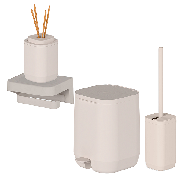 Conjunto 4 Peças Para Banheiro Lavabo Lixeira Escova Aura Ou