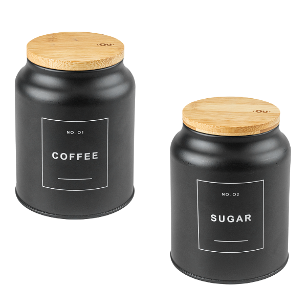 Kit Lata para café e açucar Preto Sense Ou