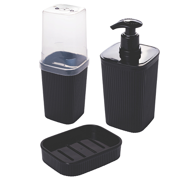 Kit Banheiro Porta Sabonete + Porta Escova + Porta Algodão