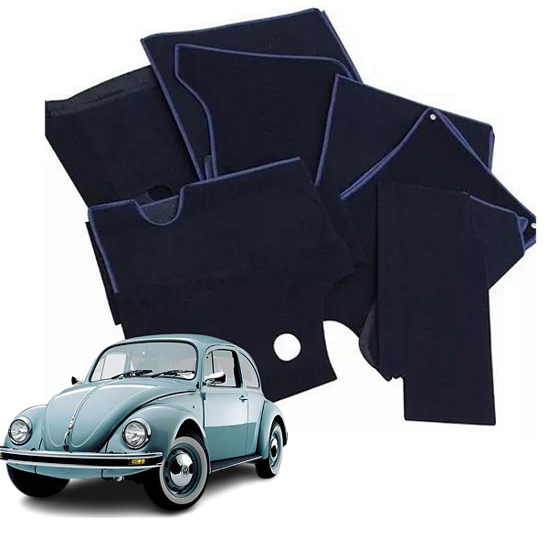 Forração Fusca Carpete Do Assoalho Azul Marinho Kit 11 Peças
