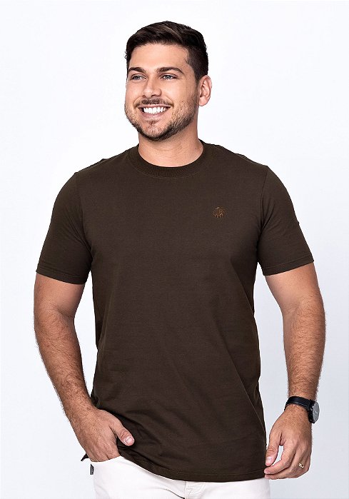 T-SHIRT MASCULINA - BASIC PREMIUM BORDADA - COR MARROM