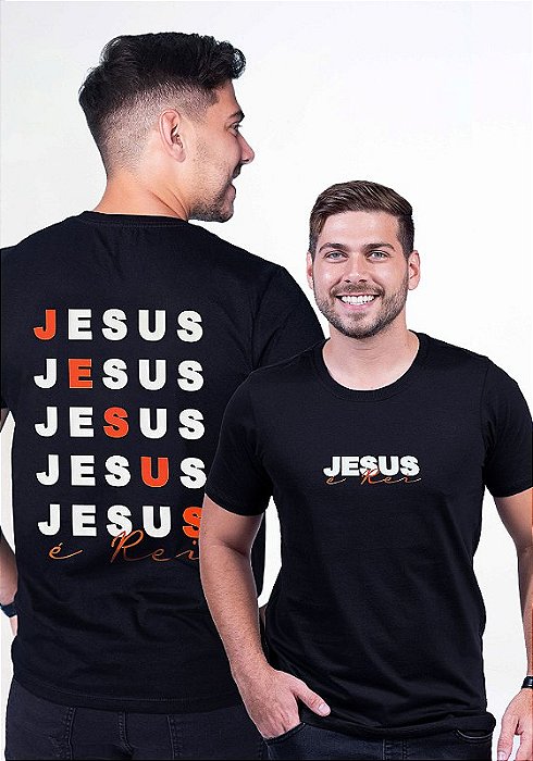 T-SHIRT MASCULINA  - JESUS É REI - COR PRETO