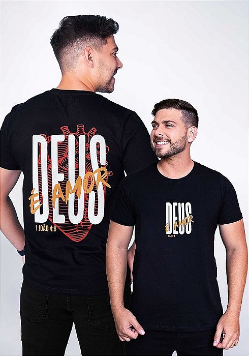 T-SHIRT MASCULINA - DEUS É AMOR - COR PRETO